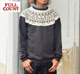 FULLCOUNT 3764 Tribal Pattern Sweatshirts フルカウント 【INK BLACK】 Made in Japan インクブラック スウェット トライバルタトゥー柄 裏毛 綿100%