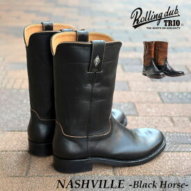 2026FW ROLLING DUB TRIO / ローリングダブトリオ NASHVILLE 【 Black Horse 】ナッシュビル ブラック RDT-R01 ウエスタンブーツ BLACK (茶芯) 馬革 先芯有り コルクソール【 正規販売店 】