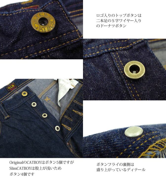 楽天市場】TCB CATBOY スリム 【新入荷 13オンス セルビッチデニム 