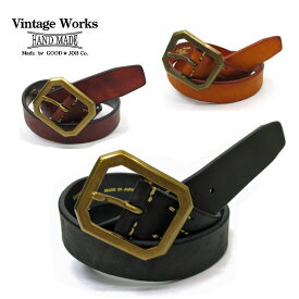 【GMMSTOREが厳選した最適のケア用品プレゼント】【神戸 正規取扱店】 Vintage Works ヴィンテージワークス DH5684 ハンドメイドレザーベルト 牛革（ベンズレザー）幅 約39mm【 全3色 】 ビンテージワークス ベルト アメカジ 国産