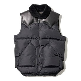 【★】 CHRISTY VEST / NYLON ボア付 Rocky Mountain Featherbed ロッキーマウンテンフェザーベッド クリスティベスト【 BLACK ブラック 】オールブラック MADE IN JAPAN　200-232-02
