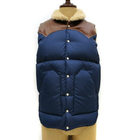 【SALE 20％オフ】 CHRISTY VEST / NYLON ボア付 Rocky Mountain Featherbed ロッキーマウンテンフェザーベッド クリスティベスト【 NAVY ネイビー 】 MADE IN JAPAN　200-232-02