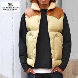 【SALE 20％オフ】 CHRISTY VEST / NYLON ボア付 Rocky Mountain Featherbed ロッキーマウンテンフェザーベッド クリスティベスト【TAN タン 】 ベージュ MADE IN JAPAN　200-232-02