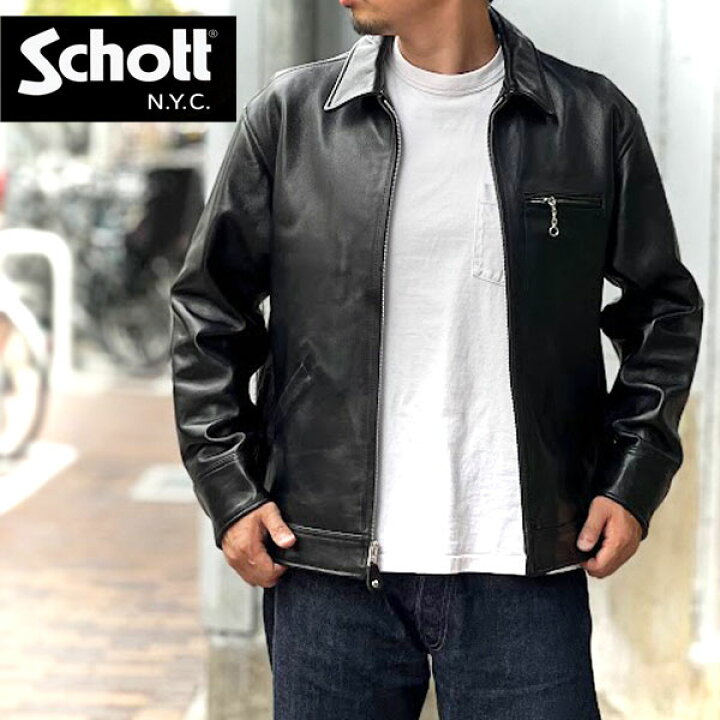【schott 神戸正規】Schott LEATHER TRACKER JACKET ショット ラムレザートラッカージャケット  【BLACK】 ショット レザージャケット schott 革ジャン 羊革 ＧＭＭＳＴＯＲＥ