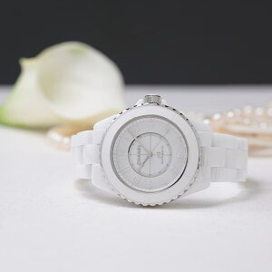 �V���l�� J12 �t�@���g�� H6186 �z���C�g�Z���~�b�N 38mm �t���i���i CHANEL �V�i���f�B�[�X �r���v ��������