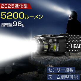 ◆ 楽天1位受賞→P5倍↑◆ ヘッドライト 充電式 LED 電池式 作業用 軽量 エナジャイザー 登山 ランプ 5200ルーメン 高輝度 usb 長時間点灯 小型 夜間 明るい センサー点灯 コンパクト 付属 防水 防塵 防災 停電 アウトドア キャンプ ランニング 釣り サイクリング ライト