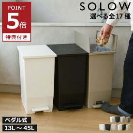 【特典付き】【全17種】 蓋付きゴミ箱 サニタリーボックス おしゃれ 45リットル 30リットル 30L 大容量 両開き ペット いたずら 防止 臭わない スリム ツイン ワイド 分別ゴミ箱 キッチン ダストボックス ふた付き キャスター付き ( SOLOW ソロウ ペダルオープン 13L～45L)