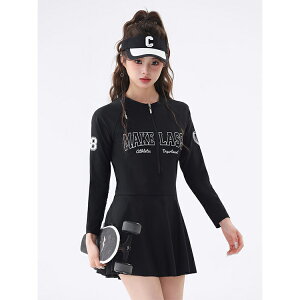 フィットネス 水着 ワンピース 前ファスナー 大きいサイズ レディース スクール水着 オールインワン 長袖 中学生 高校生 可愛い 体型カバー UVカット 痩せ見え ショーツ一体型 盛れる スポー