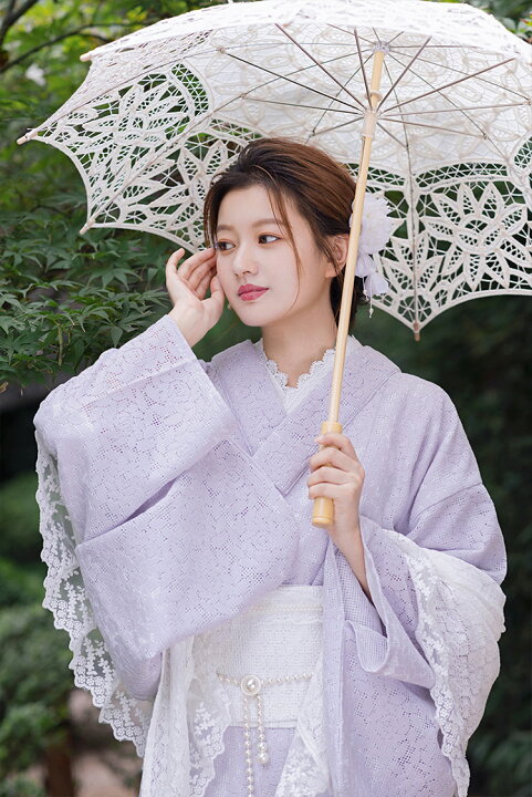 楽天市場】紫 1人で着付け 浴衣 レディース セット パープル 色無地  