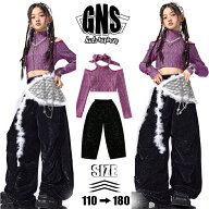 キラキラ パープル系 キッズダンス衣装 セットアップ 女の子 チアダンス かっこいい 上下セット ガーリー…