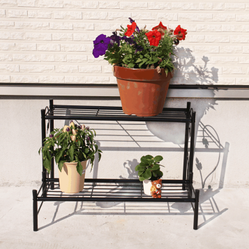 【美品】フラワースタンド EM型2段 2個 /アルミラック フラワースタンド EM-1645H-2 EM型1600×450×900H 2段タイプ 組立式