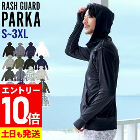 [P10倍]接触冷感 ラッシュガード メンズ パーカー UPF50+ S〜3XL UVカット98％ ラッシュパーカー 長袖 水陸両用 UVカット 紫外線対策 GRID SURF サーフィン マリンスポーツ 18G-RP1
