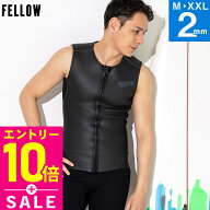[マラソン特価+P10倍]FELLOW ウェットスーツ スキンベスト 2mm メンズ ラバー クラシック ノースリーブ …