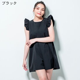 [スーパーセール価格+クーポン]ラッシュガード レディース オールインワン フリル 水着 ロンパース 体型カバー SM〜ML UPF50+ 接触冷感 水陸両用 FELLOW ジャンプスーツ ノースリーブ サーフパンツ UVカット 紫外線対策 24F-SFJ