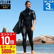 [5000円クーポン]FELLOW ウェットスーツ ハイエンドモデル シーガル 3mm メンズ 半袖 チェストジップ ノ…
