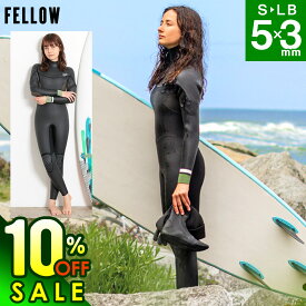 【8/17まで10%OFF+クーポン有】FELLOW セミドライ 5×3mm ウェットスーツ ロングチェストジップ レディース 冬用 保温 裏起毛 セミドライスーツ スキン ウエットスーツ サーフィン 日本規格 21F-SD23