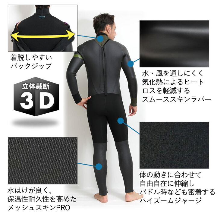楽天市場】FELLOW セミドライ 5×3mm ウェットスーツ バックジップ  