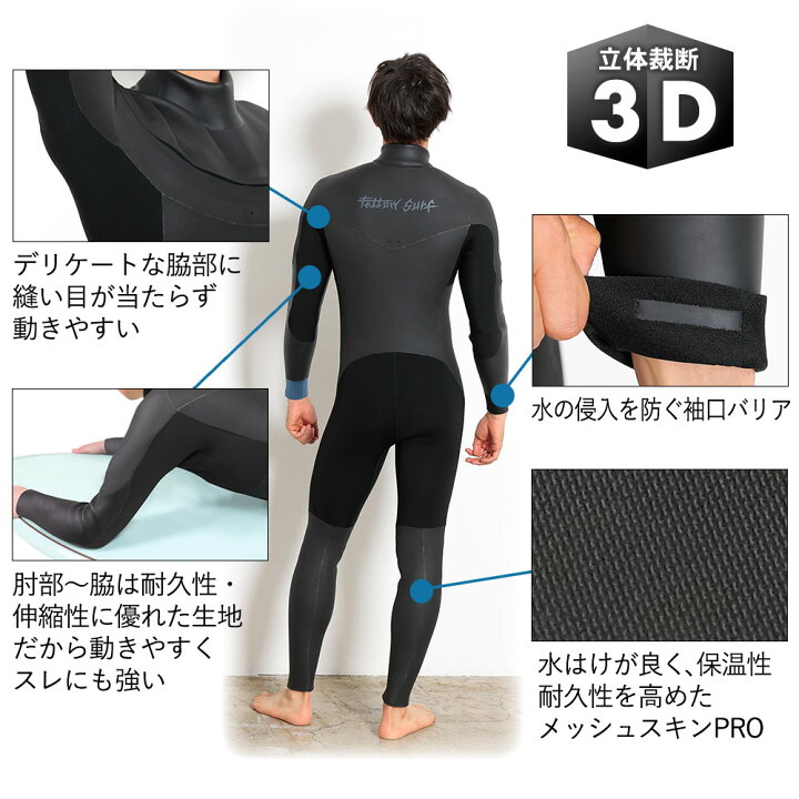 楽天市場】FELLOW セミドライ 5×3mm ウェットスーツ ロングチェスト 