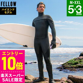 [スーパーセール価格+クーポン]FELLOW セミドライ 5×3mm ウェットスーツ ハイエンドモデル ロングチェストジップ メンズ 真冬用 スキン 保温 裏起毛 セミドライスーツ サーフィン 日本規格 21F-SDS18