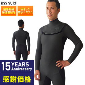 【感謝価格】セミドライ 5×3mm RSS SURF ウェットスーツ メンズ 冬用 保温起毛素材 ノンジップ ジップレス セミドライスーツ サーフィン スキン ラバー ウエットスーツ 15E-SD11