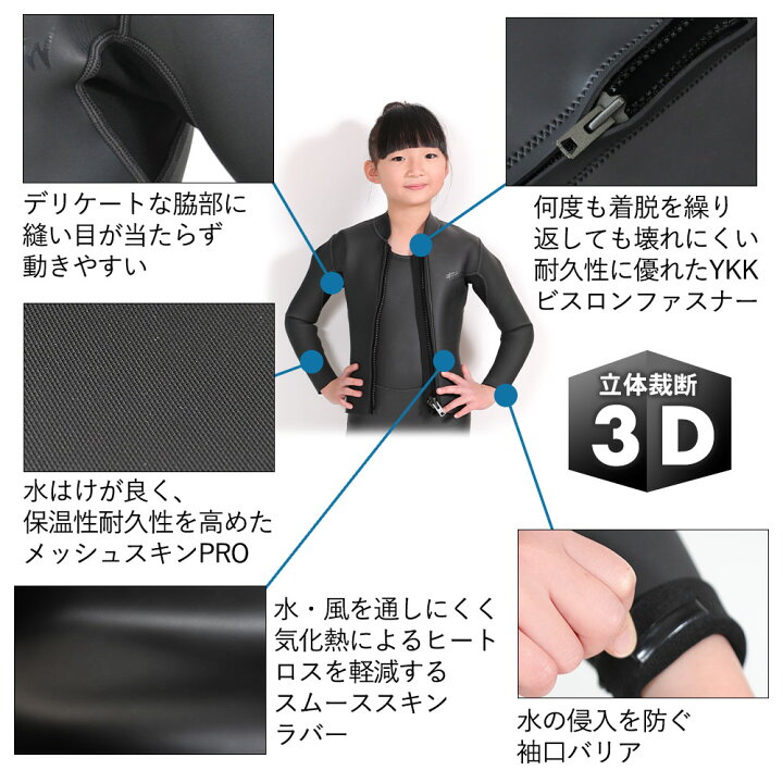 市場 クーポン配布中 ラバー 2ピース ロングジョン ジャケット キッズ スキン ロングジョン 3mm ウェットスーツ Fellow タッパーセット