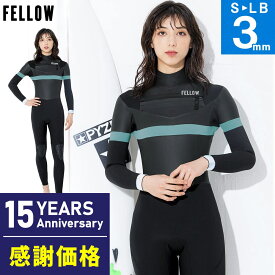 【限定感謝価格】FELLOW ウェットスーツ フルスーツ 3mm レディース スキン＆ジャージ チェストジップ ノンジップ ウエットスーツ サーフィン SUP ダイビング シュノーケリング 22F-FS21