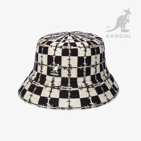 ・KANGOL｜Barbed Check Bucket Hat/ カンゴール/バーブド チェック バケット ハット/ブラックxクリーム #