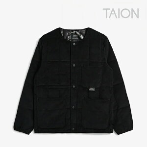 �ETAION�bWork Corduroy Crew Neck Down Jacket/ �^�C�I��/���[�N �R�[�f�����C �N���[ �l�b�N �_�E�� �W���P�b�g/�u���b�N #