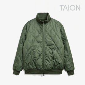 ・TAION｜Military Riversible Hi Neck Down Jacket Boa Fleece/ タイオン/ミリタリー リバーシブル ハイネック ダウン ボンバー ジャケット ボアフリース/オリーブxダークオリーブ #