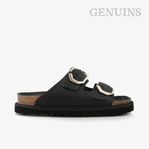 �EGENUINS�bW Galia Double-Buckle Slide Embossed Leather/ �W�F�k�C���Y/�K���A �_�u���o�b�N�� �X���C�h �G���{�X ���U�[/�u���b�N #