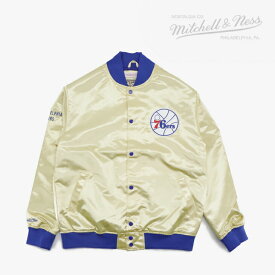 ▲ スーパーSALE 半額以下］MITCHELL&NESS｜NBA Fashion Lightweight Gold Satin Jacket 76ers/ ミッチェルアンドネス/ファッション ライトウェイト サテン ジャケット シクサーズ/ゴールド #