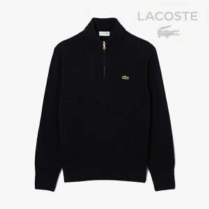 ELACOSTEbHigh Neck Half Zip Wool Premium Knit Sweater/ RXe/nC lbN n[t Wbv E[ v~A jbg Z[^[/ubN #