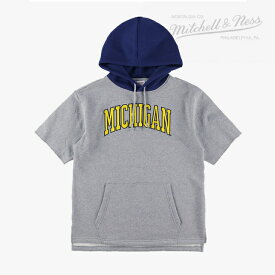 ▲THE SALE 半額以下］MITCHELL&NESS｜NCAA Post Game SS Fleece Hoody Univercity of Michigan/ ミッチェルアンドネス/ポストゲーム SS フリース フーディ ミシガン/グレー #