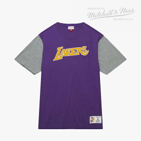 ▲ スーパーSALE 半額以下］MITCHELL&NESS｜NBA Color Blocked SS T-Shirt Lakers/ ミッチェルアンドネス/カラーブロック ショートスリーブ Tシャツ レイカーズ/パープル #