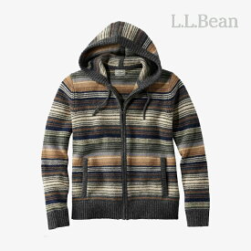 ・L.L.BEAN｜Classic Ragg Wool Sweater Zip Hoodie Stripe/ エルエルビーン/クラシック ラグ ウール セーター ジップ フーディ ストライプ/ナチュラル #