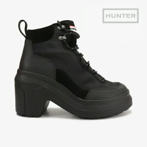 �FHUNTER�bW Explorer Ankle Lace Up Heel Boot/ �n���^�[/�G�N�X�v���[���[ �A���N�� ���[�X�A�b�v �q�[�� �u�[�c/�u���b�N #