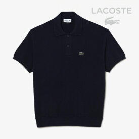 ・LACOSTE｜Mixed Stripe Knit Polo Shirt/ ラコステ/ミックスド ストライプ ニット ポロ シャツ/ネイビーブルー #