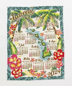 カレンダー 2024 壁掛け ポスター 壁 年間 1 枚 ハワイ プルメリア ポスターカレンダー 布カレンダー ジュートカレンダー チャイハネ PALMTREE パームツリー