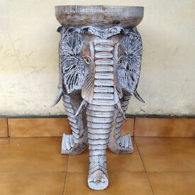 スツール おしゃれ 木彫り 象 ゾウ プランター サイドテーブル オブジェ インテリア アジアン エスニック