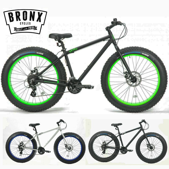 楽天市場 Bronx ブロンクス Bronx Trx 26inch 24段変速 ファットバイク 自転車 26インチ Fatbike Matte Black X Lime White X Blue Matte Black X Black 湘南 Go Beach Store