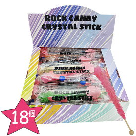 【1箱】CRISTAL STICK ROCK CANDY ロックキャンディ 22g x1箱 (18個入り) 6種類の味 / 賞味期限：24年12月23日