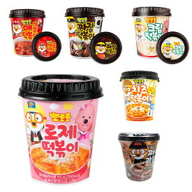 [PORORO] カップトッポッキ 5個セット/5種類 (辛い味、クリーム味、ジャージャー麺味,チーズ味、チャジャンラッポッキ)、ロゼトッポッキ