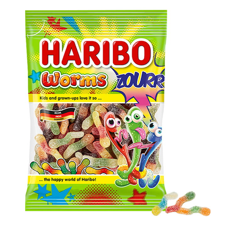 楽天市場】HARIBO ハリボーワームスサワーグミ 2袋/3袋選択(80g/1袋 