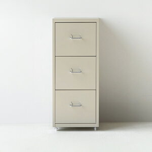 FIHA スチールチェスト3段 引き出し キャスター付き収納チェスト 6色(ホワイト/ライトグレー/ソリッドベージュ/ダークグレー/イエロー/クリーム) キャビネット 収納棚