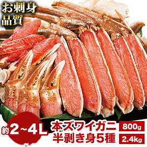 【お値引きクーポン配布中】約800g 約2.4kg(1.6kg+800g) 生本ズワイガニ半剥き身(生食可) 普通 2L~4L ずわいがに ズワイガニ 生ずわいがに 生ズワイガニ かに カニ 蟹 ハーフポーション カニお刺身