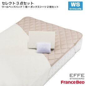 フランスベッド セレクト3点セット 羊毛メッシュベッドパット1枚 マットレスカバー エッフェスタンダード 2枚 ワイドシングルサイズ WS France Bed