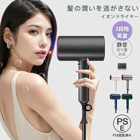 ヘアドライヤー ドライヤー 速乾 大風量 恒温ヘアケア イオンドライヤー 大風量 3段階調整 時短 超軽量 持ち運び スピーディー 折りたたみ式 ノズル付き 家電 美容家電 家庭用 美髮 PSE認証