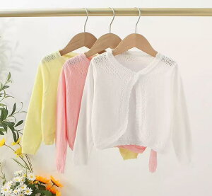 子供服 カーディガン 女の子 フリル ベビー 綿 アウター キッズ ガールズ ニットカーディガン 白 コットン トップス ボレロ ピンク 長袖 春 夏 秋 ホワイト ニット 赤ちゃん 冷房対策 お出か