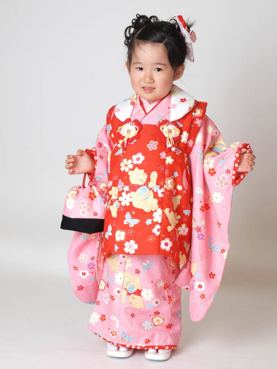 楽天市場 送料無料 レンタル 往復送料無料 レンタル七五三 ディズニー 女の子３歳用七五三被布フルセット 和服 和装 おしゃれ きもの 市場あんのん