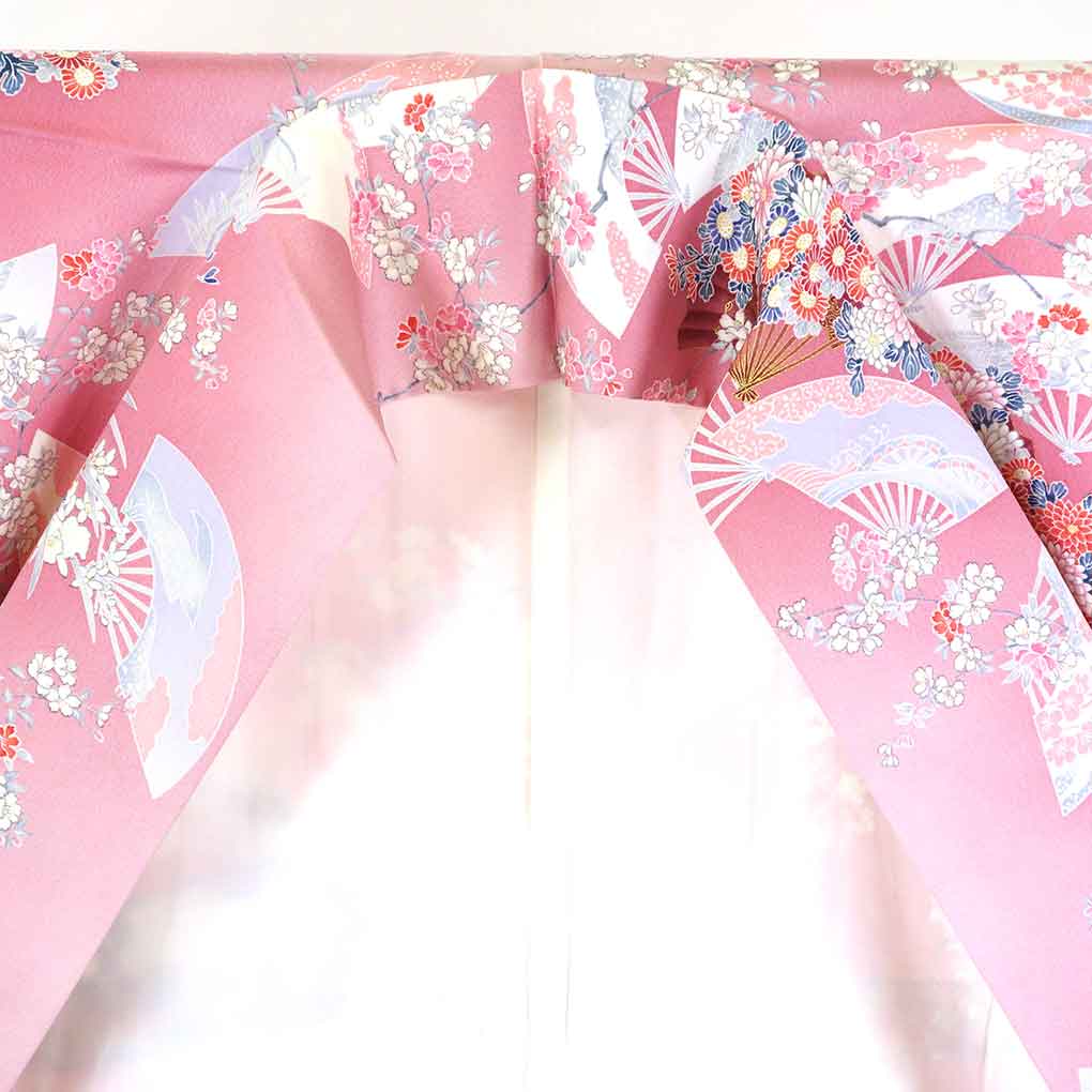 楽天市場】リサイクル着物 リサイクル 小紋 ピンク地 扇面花柄 袷 正絹
